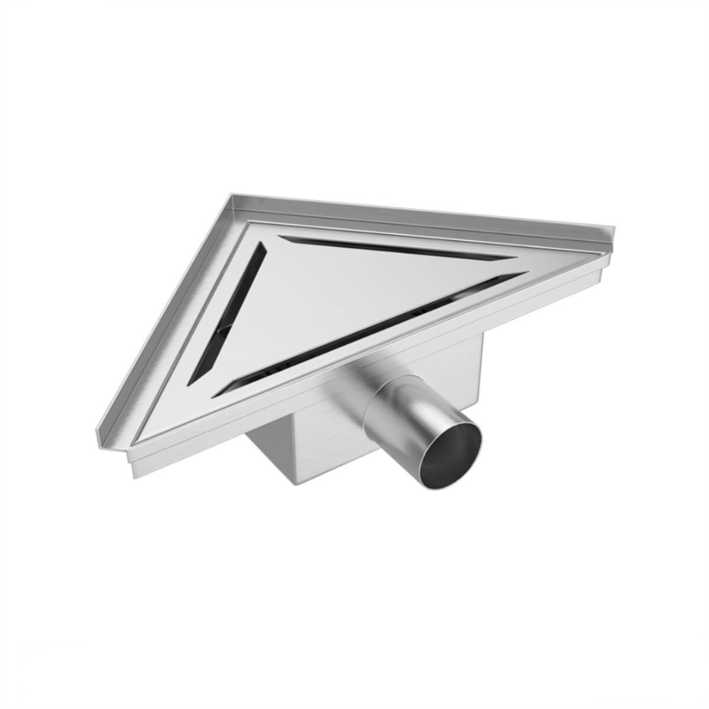 Stainless Steel Corner Triangular Floor Shower Drain with Siphon