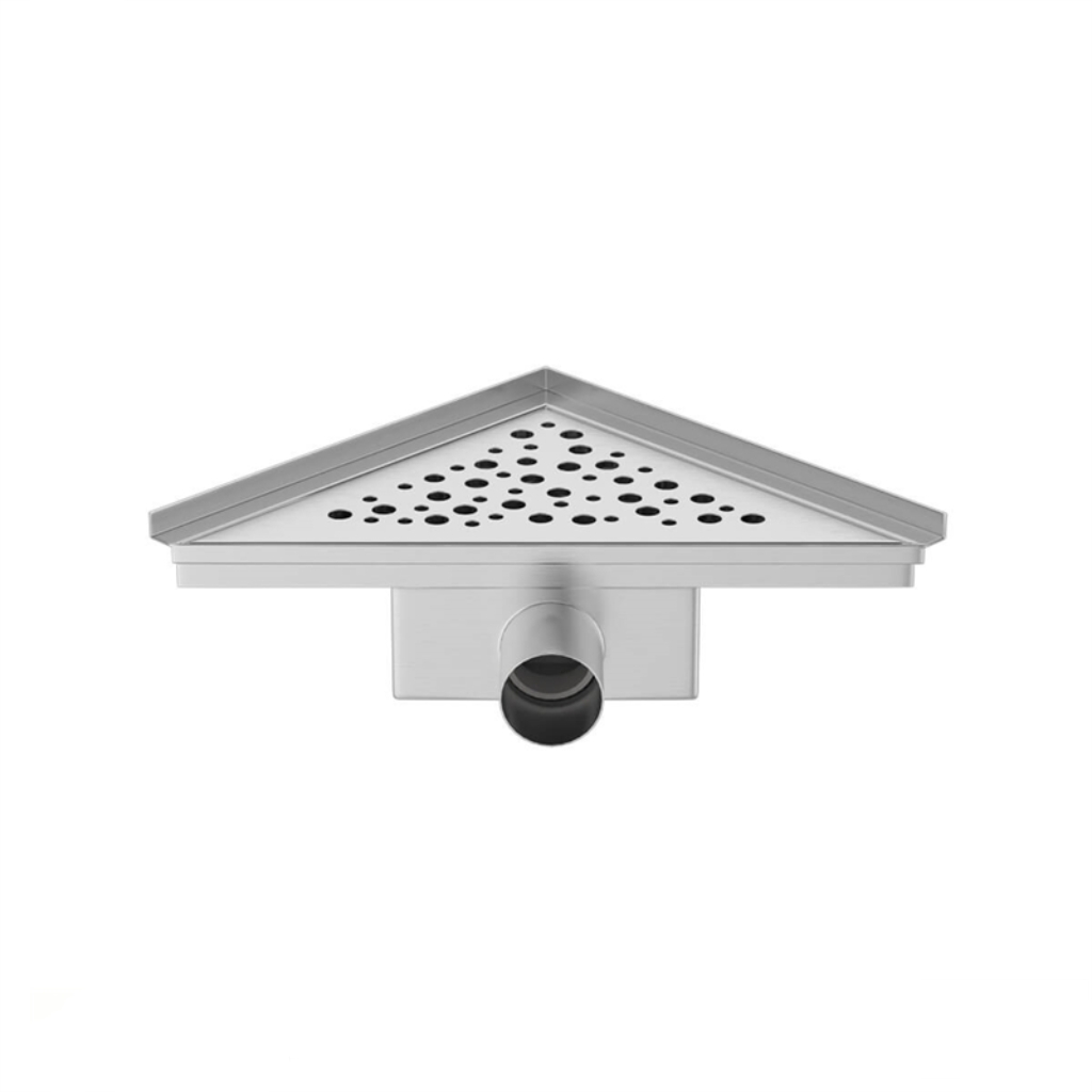 Silver Shower Drain with Siphon Floor and Shower Drain Triangular Circles 25 x 25 cm