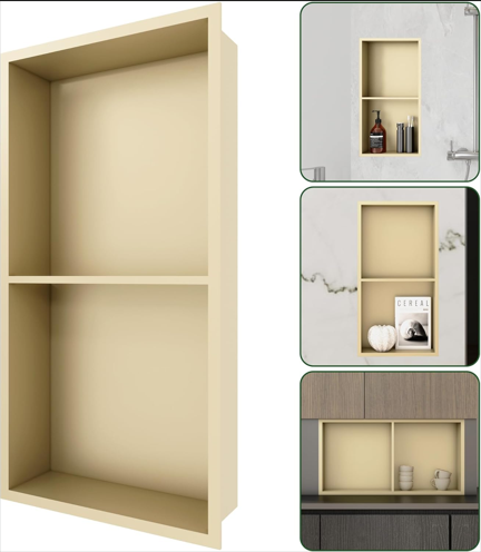 Two-Tier Wall Niche, Double Shelves Wall Insert Bathroom Organizer